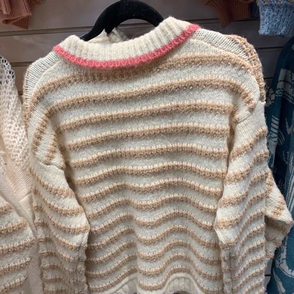 NWT Staccato striped cardigan with pink trim - Picture 2 of 2
